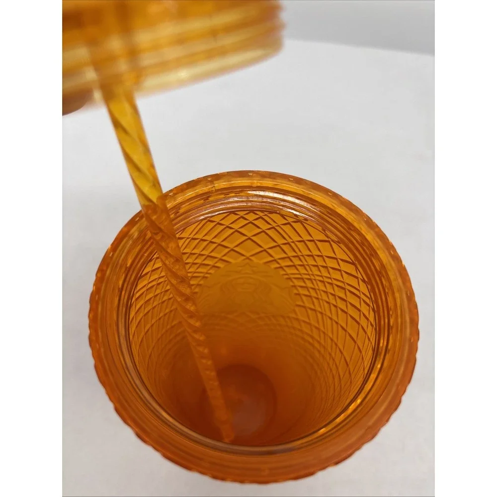 Starbucks Tumbler Cup 2022 Summer Orange MANGO OMBRE Jeweled Venti Cold 24oz